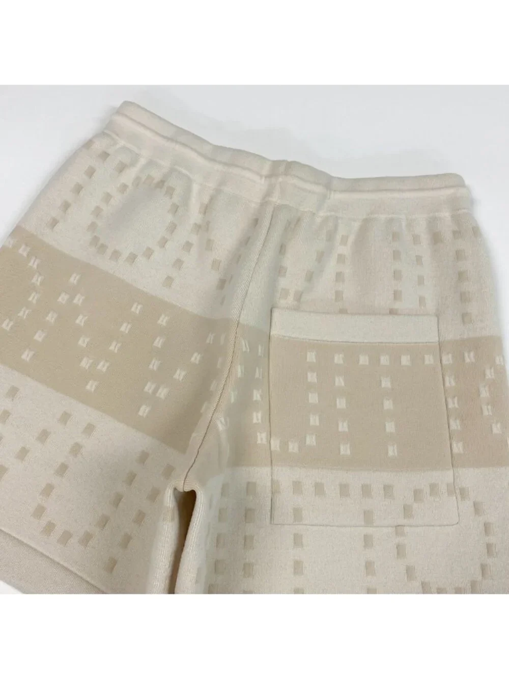 Louis Vuitton Chunky Stripe Logo Jacquard Shorts Ivory M